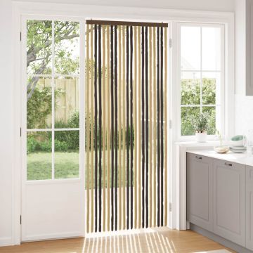 Tenda per insetti in chenille Marrone Scuro e Beige 90 x 220 cm