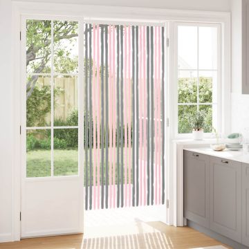 Tenda per insetti in chenille Grigio Argento e Rosa 90 x 200 cm