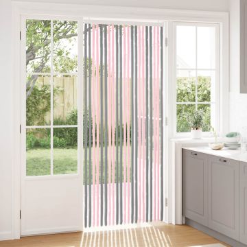 Tenda per insetti in chenille Grigio Argento e Rosa 90 x 220 cm