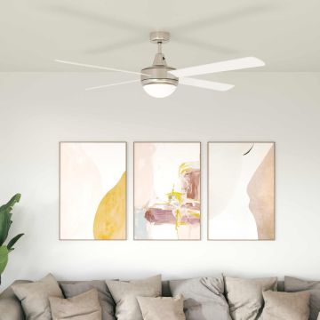 Ventilatore da soffitto con luce e telecomando Ø 130 cm Bianco