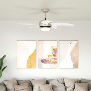 Ventilatore da soffitto con luce e telecomando Ø 110 cm Bianco