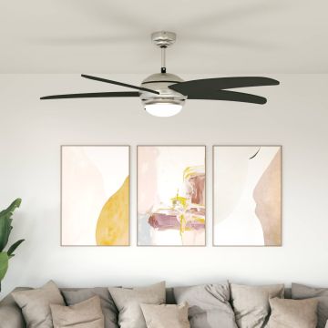 Ventilatore da soffitto con luce e telecomando Ø 130 cm Nero