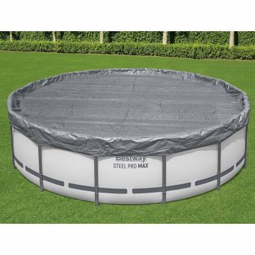 Bestway Copertura per piscina Ø4,57 m Rotondo Poliestere Grigio