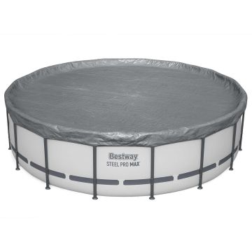 Bestway Copertura per piscina Ø4,88 m Rotondo Poliestere Grigio