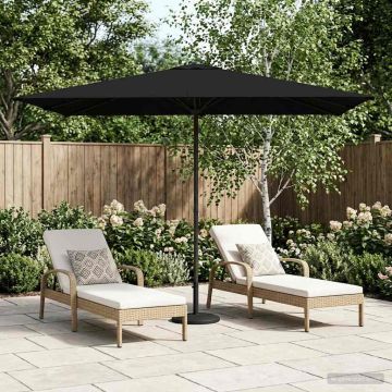Ombrello da giardino 200 x 300 cm Poliestere Rettangolare Nero