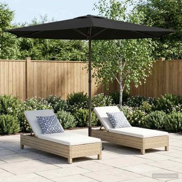 Ombrello da giardino 270 x 270 cm Poliestere Rettangolare Nero