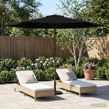 Ombrello da giardino 300 x 300 cm Poliestere Rettangolare Nero