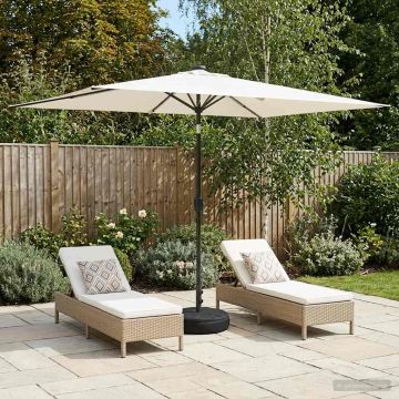 Parasol da giardino con luci LED e base 200 x 300 cm Poliestere
