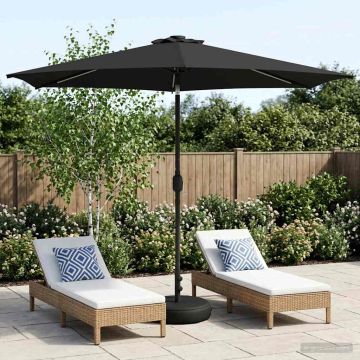 Parasol da giardino con luci LED e base 300 x 300 cm Poliestere