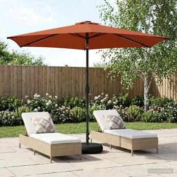Parasol da giardino con luci LED e base 300 x 300 cm Poliestere