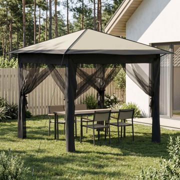 Gazebo con 4 Pareti 2,6 x 2,6 m Crema e Antracite