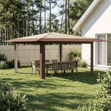 Gazebo senza Parete Laterale 4 x 4 m Crema e Marrone