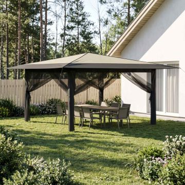 Gazebo con 4 Pareti Laterali 4 x 4 m Crema e Antracite