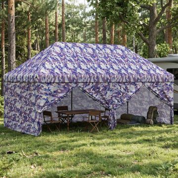 Gazebo Pop-up con 4 Pareti 3 x 6 m Blu Cacciatore