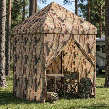 Gazebo Pop-up con 4 Pareti 3 x 3 m Mimetico Foresta