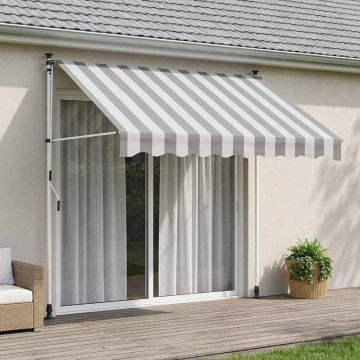 Tenda retrattile manuale Antracite e Bianco 200 cm