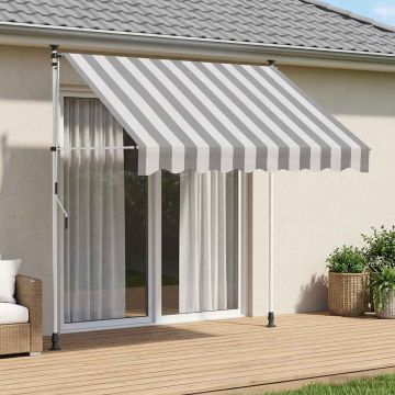 Tenda retrattile manuale Antracite e Bianco 350 cm