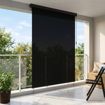 Tenda a rullo Nero 140 x 250 cm Tessuto e Alluminio