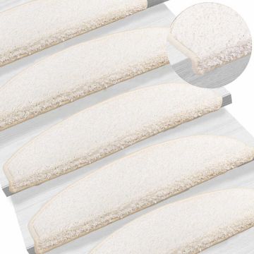 Tappetini per scale autoadesivi 15 pz 80 x 24,5 x 3,5 cm Bianco