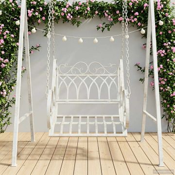Panchina a Dondolo Acciaio 71 x 75 x 59 cm Bianco Antico