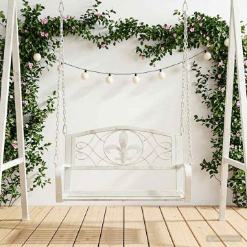 Panchina a Dondolo Acciaio 71,5 x 59 x 55 cm Bianco Antico