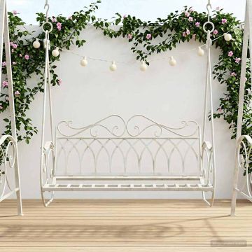 Panchina a Dondolo Acciaio 112 x 60 x 126,5 cm Bianco Antico