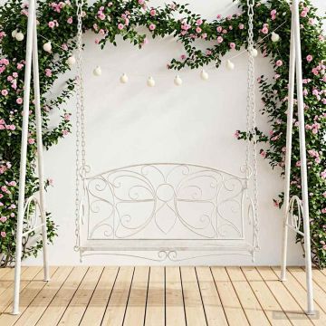 Panchina a Dondolo Acciaio 105,5 x 61 x 56 cm Bianco Antico