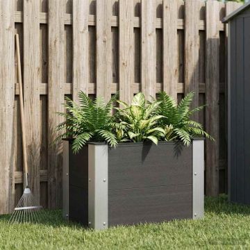 Letto rialzato da giardino Nero 50 x 30 x 36 cm WPC e Alluminio