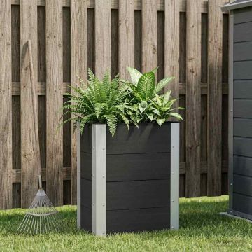 Letto rialzato da giardino Nero 50 x 30 x 72 cm WPC e Alluminio