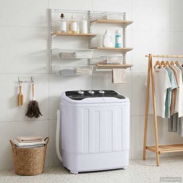 Mini lavatrice con doppio tubo 3,6 kg Nero e Bianco