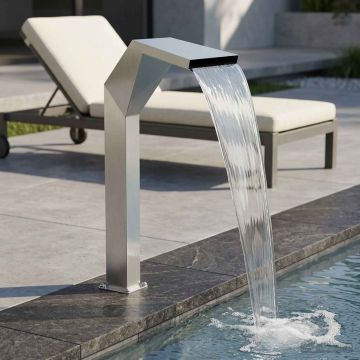 Cascata della Piscina Acciaio Inox 50 x 30 x 90 cm Argento