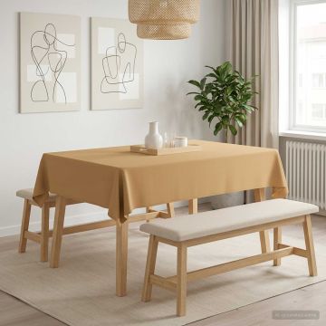 Tovaglia da Tavolo Rettangolare Beige 140 x 160 cm Poliestere