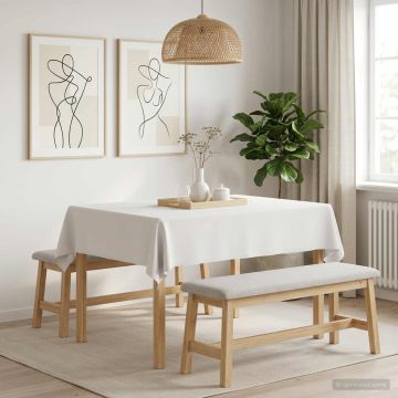 Tovaglia da Tavolo Rettangolare Bianco 140 x 180 cm Poliestere