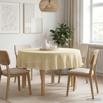 Tovaglia da Tavolo Rotondo Bianco Crema Ø 160 cm Poliestere