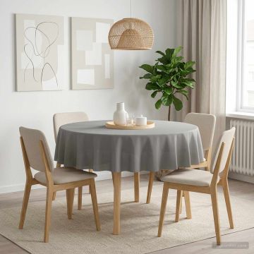 Tovaglia da Tavolo Rotondo Grigio Chiaro Ø 180 cm Poliestere