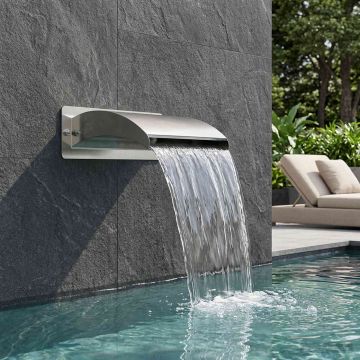 Cascata da Piscina con Luce LED Acciaio Inox 304 30 x 9 x 26 cm