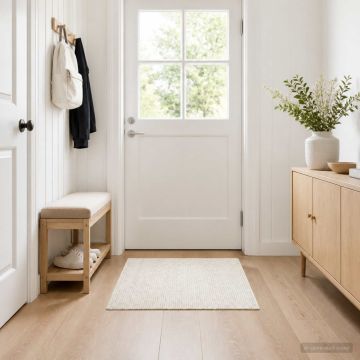 Tappeto Crema 100 x 100 cm 100% Poliestere 3 mm Lavabile