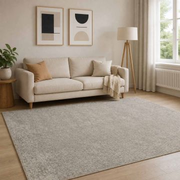 Tappeto Beige 160 x 230 cm 100% Poliestere 3 mm Lavabile
