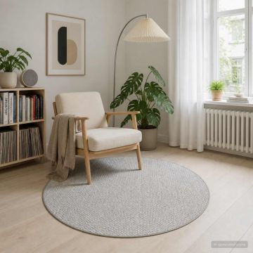 Tappeto Grigio Ø 120 cm 100% Poliestere 3 mm Lavabile