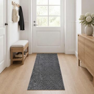 Tappeto Antracite 50 x 250 cm 100% Poliestere 3 mm Lavabile