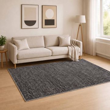 Tappeto Antracite 190 x 300 cm 100% Poliestere 3 mm Lavabile