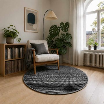 Tappeto Antracite Ø 120 cm 100% Poliestere 3 mm Lavabile