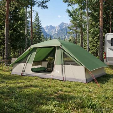 Tenda familiare con telo da pioggia resistente all'acqua Verde