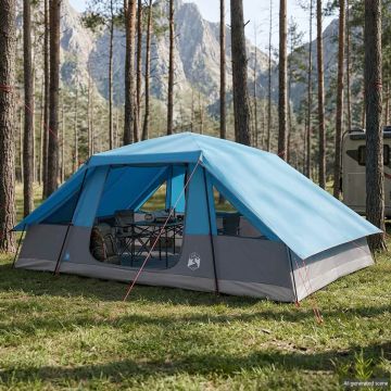 Tenda familiare con telo da pioggia resistente all'acqua Blu