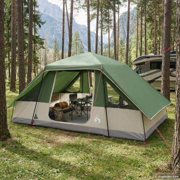 Tenda familiare con telo da pioggia resistente all'acqua Verde