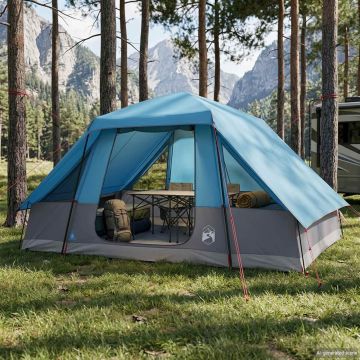 Tenda familiare con telo da pioggia resistente all'acqua Blu