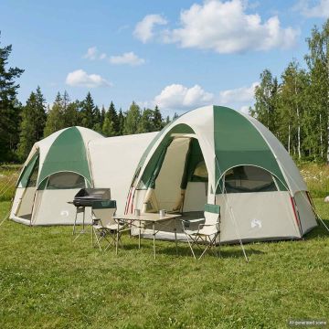 Tenda familiare con telo da pioggia resistente all'acqua Verde