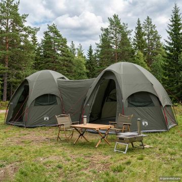 Tenda familiare con telo da pioggia resistente all'acqua
