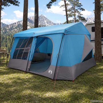 Tenda familiare con telo da pioggia resistente all'acqua Blu