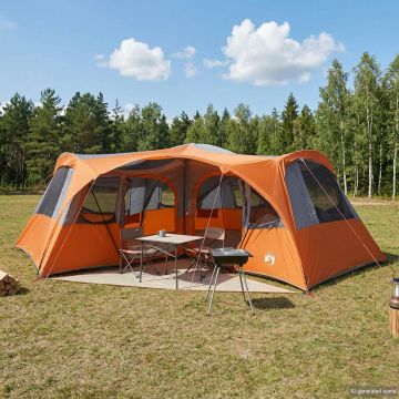 Tenda familiare con telo da pioggia resistente all'acqua